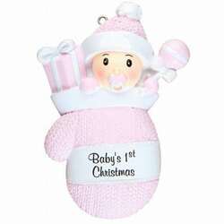 Item 459181 thumbnail Baby's First Christmas Girl Mitten Ornament